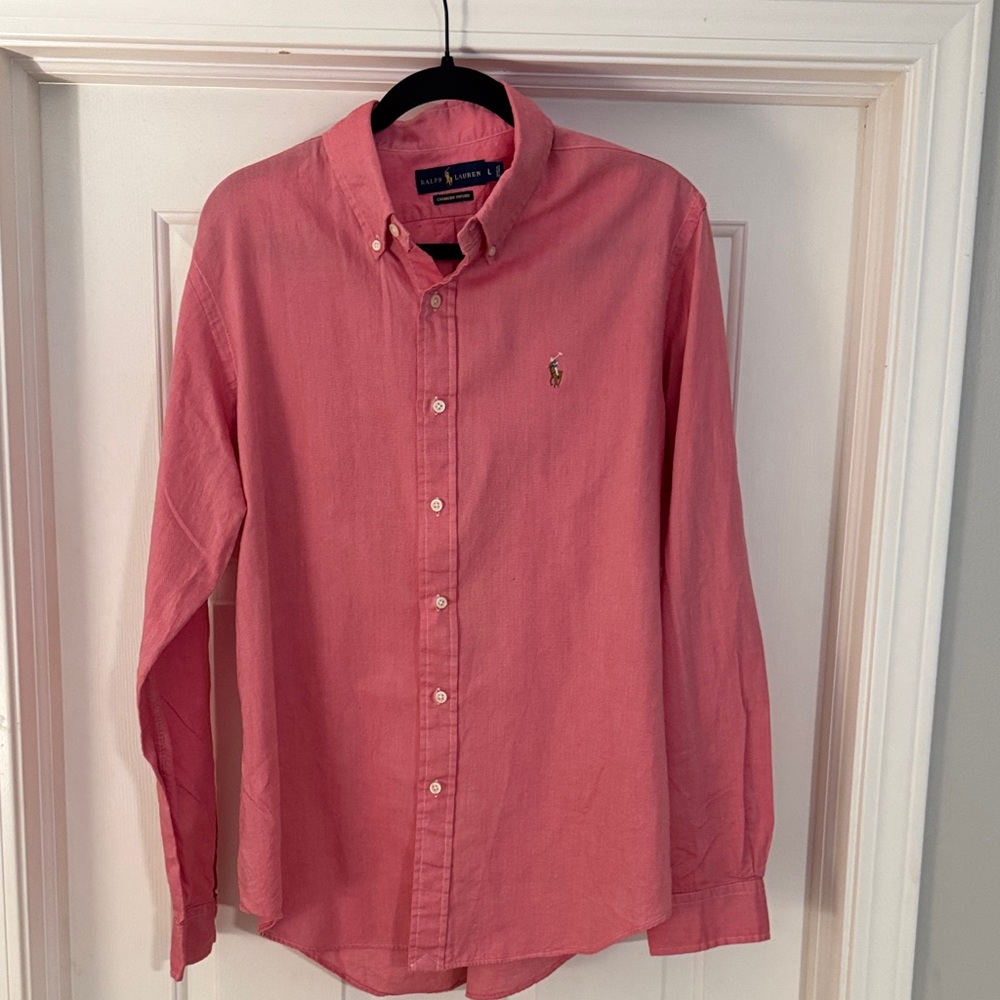 Ralph Lauren Men's Casual Dark Pink Button-Down Shirt